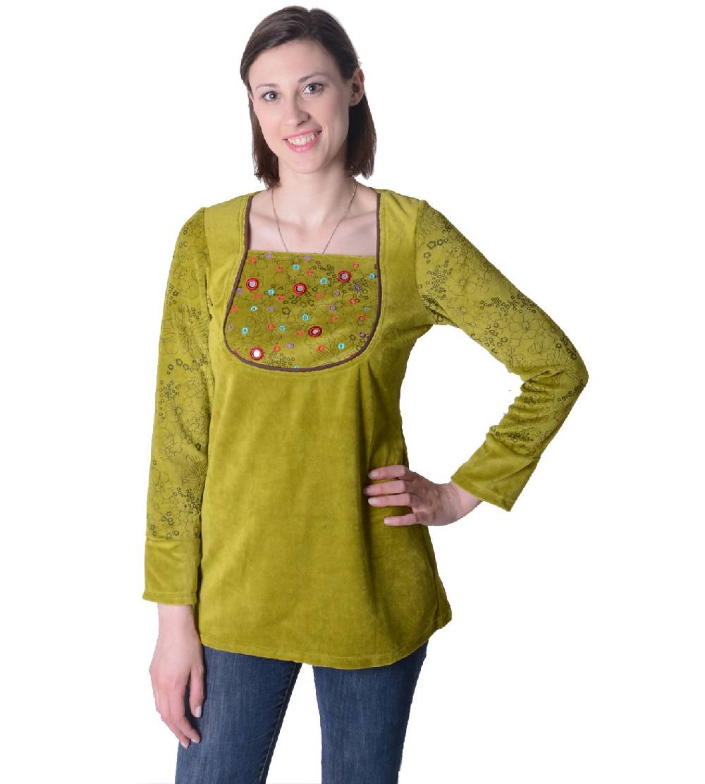 Kunst Und Magie Goa Hippie Samt Oberteil in außergewöhnlichem Design Boho Fabrik Onlineshop