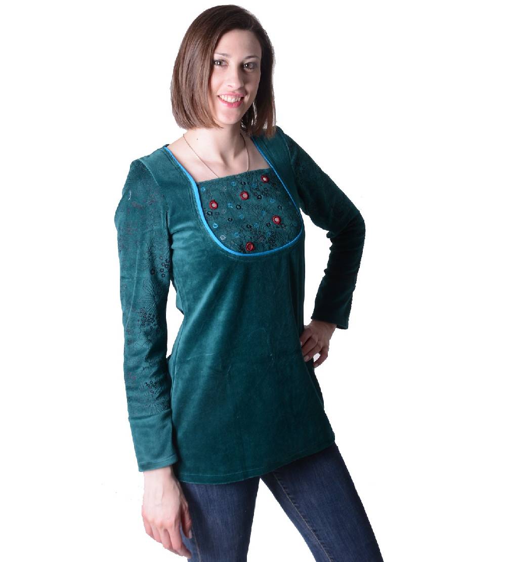 Kunst Und Magie Goa Hippie Samt Oberteil in außergewöhnlichem Design Boho Fabrik Onlineshop