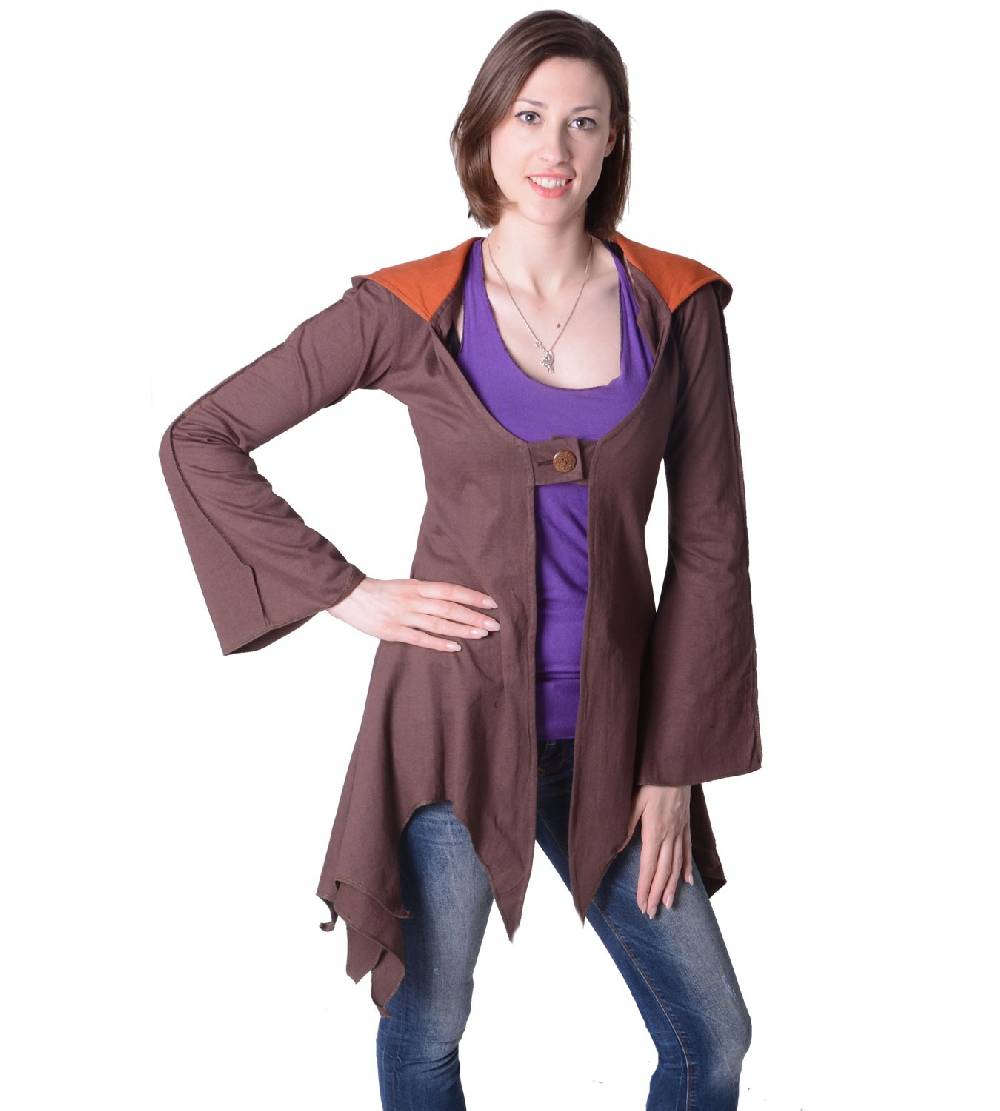 Kunst Und Magie Baumwoll Sweatjacke in ausgefallenem Design mit Zipfelkapuze - Damenjacke zum Überziehen Rabatt