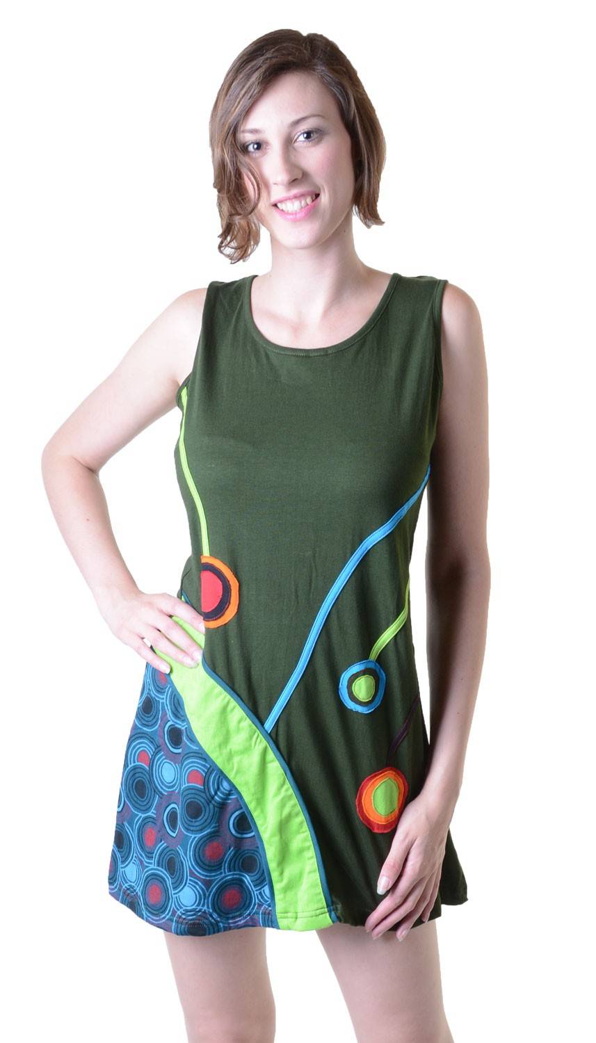 Kunst Und Magie Minikleid Longshirt Tunika Hippie Goa Sommerkleid Patchwork Großer Ausverkauf