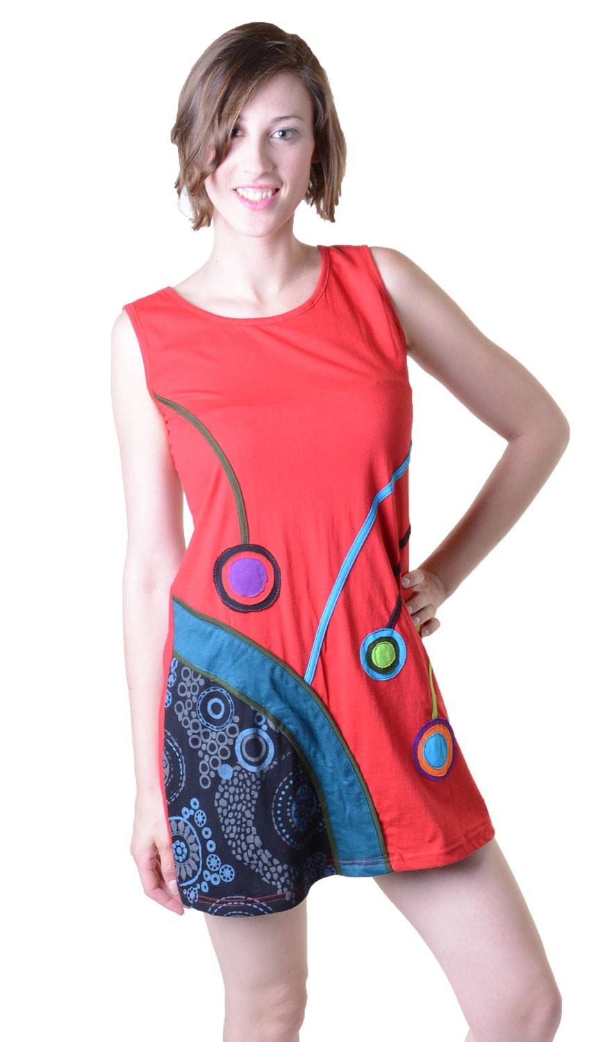Kunst Und Magie Minikleid Longshirt Tunika Hippie Goa Sommerkleid Patchwork Großer Ausverkauf