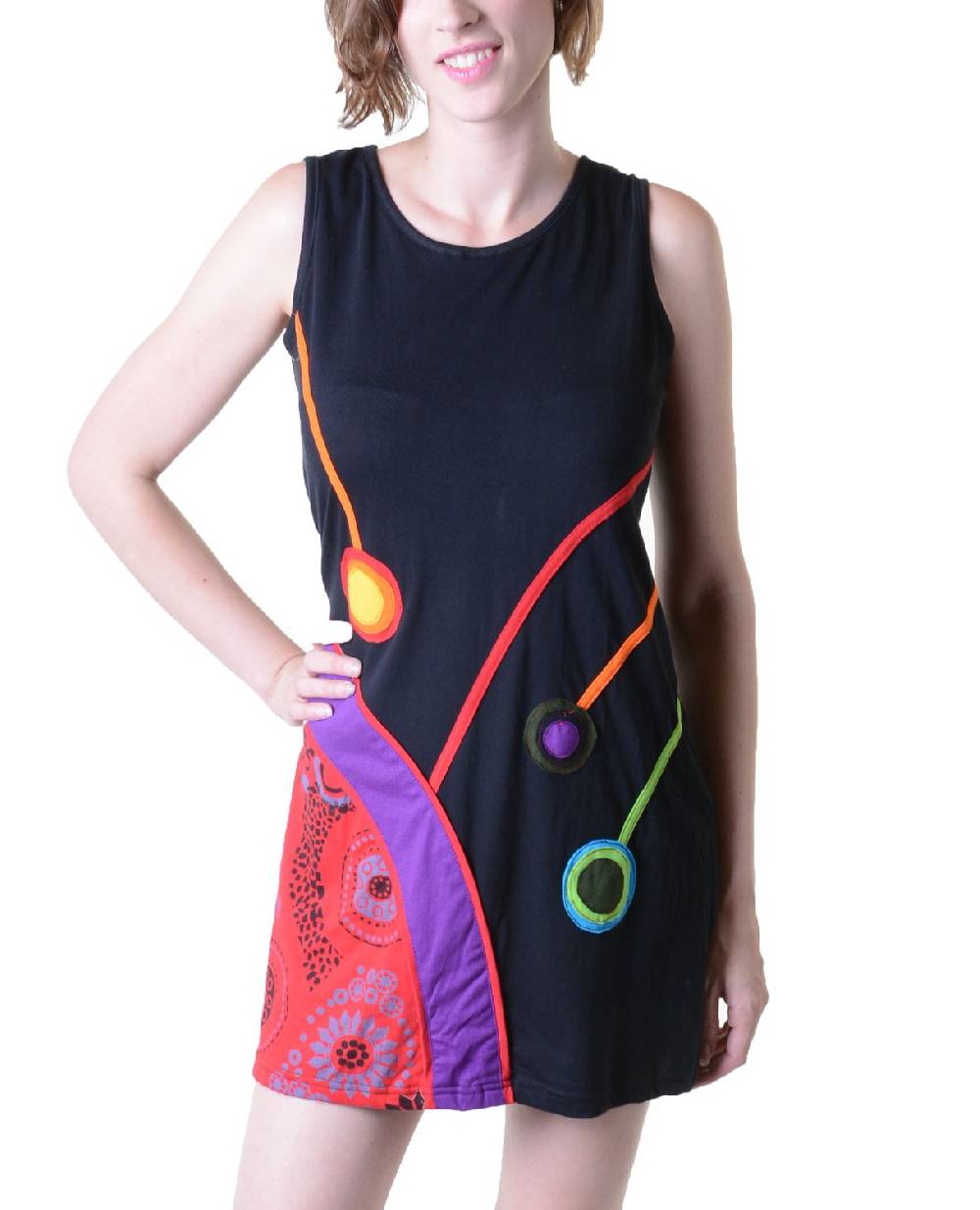 Kunst Und Magie Minikleid Longshirt Tunika Hippie Goa Sommerkleid Patchwork Großer Ausverkauf