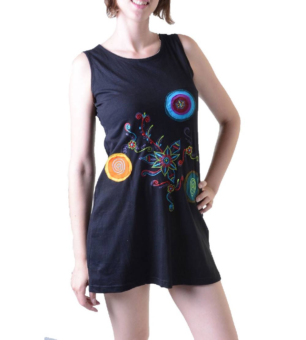 Kunst Und Magie Minikleid Longshirt Tunika Hippie Goa Sommerkleid bestickt Flash Sale