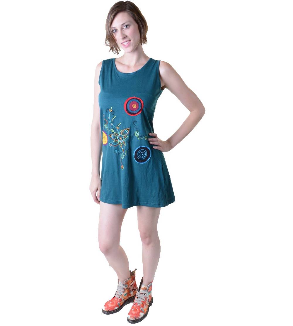 Kunst Und Magie Minikleid Longshirt Tunika Hippie Goa Sommerkleid bestickt Flash Sale