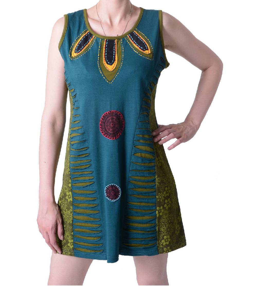 Kunst Und Magie Minikleid Longshirt Tunika Hippie Sommerkleid mehrfarbig Preisnachlass