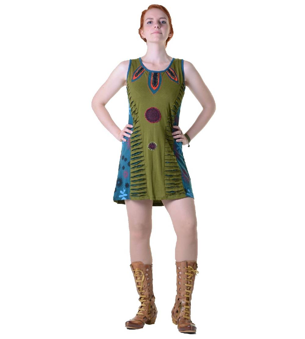 Kunst Und Magie Minikleid Longshirt Tunika Hippie Sommerkleid mehrfarbig Preisnachlass