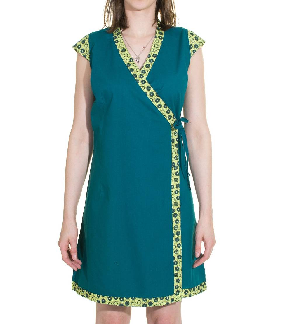 Kunst Und Magie Wickelkleid Tibet Minikleid Tunika Hippie Goa Sommerkleid extravagant Saisonschlussverkauf