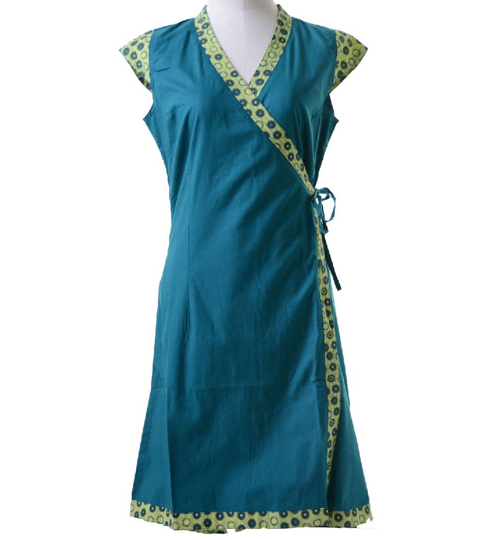 Kunst Und Magie Wickelkleid Tibet Minikleid Tunika Hippie Goa Sommerkleid extravagant Saisonschlussverkauf
