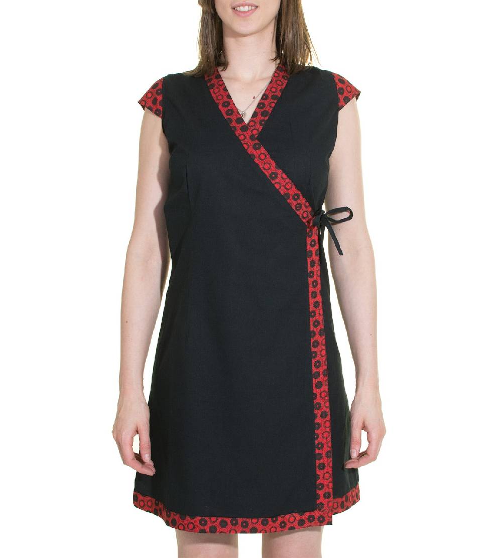 Kunst Und Magie Wickelkleid Tibet Minikleid Tunika Hippie Goa Sommerkleid extravagant Saisonschlussverkauf