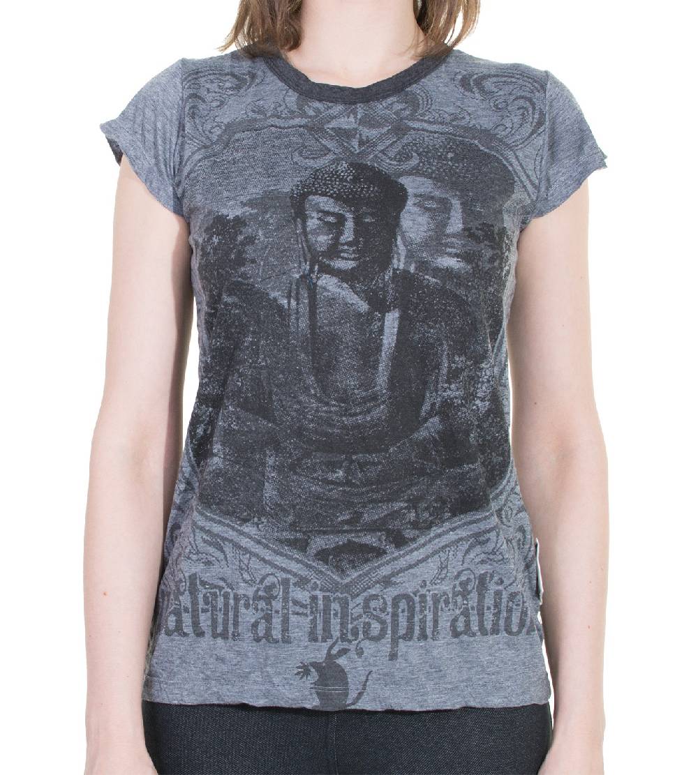 Kunst Und Magie 70er Retro Top Sure Weed Buddha Meditation Girlie T-Shirt im Knitter Look Große Rabatte