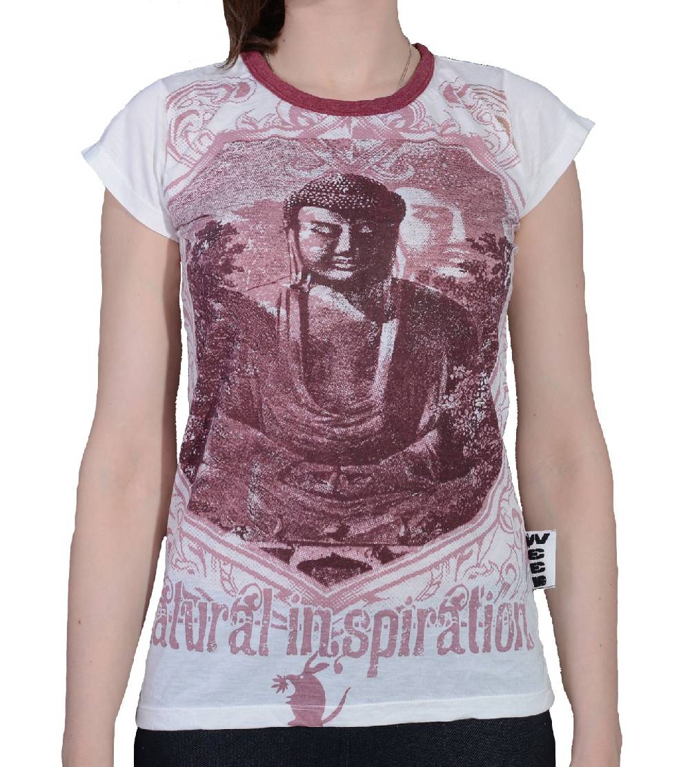 Kunst Und Magie 70er Retro Top Sure Weed Buddha Meditation Girlie T-Shirt im Knitter Look Große Rabatte