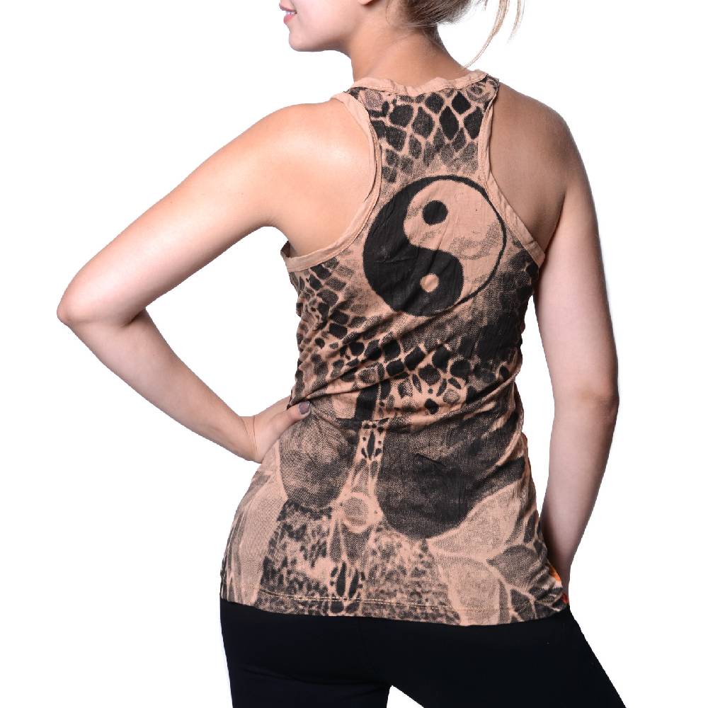 Kunst Und Magie Kunst und Magie Sure Damen Ying Yang 70er Retro Trägertop T-Shirt Tank-Top Hippie Goa Neuheiten