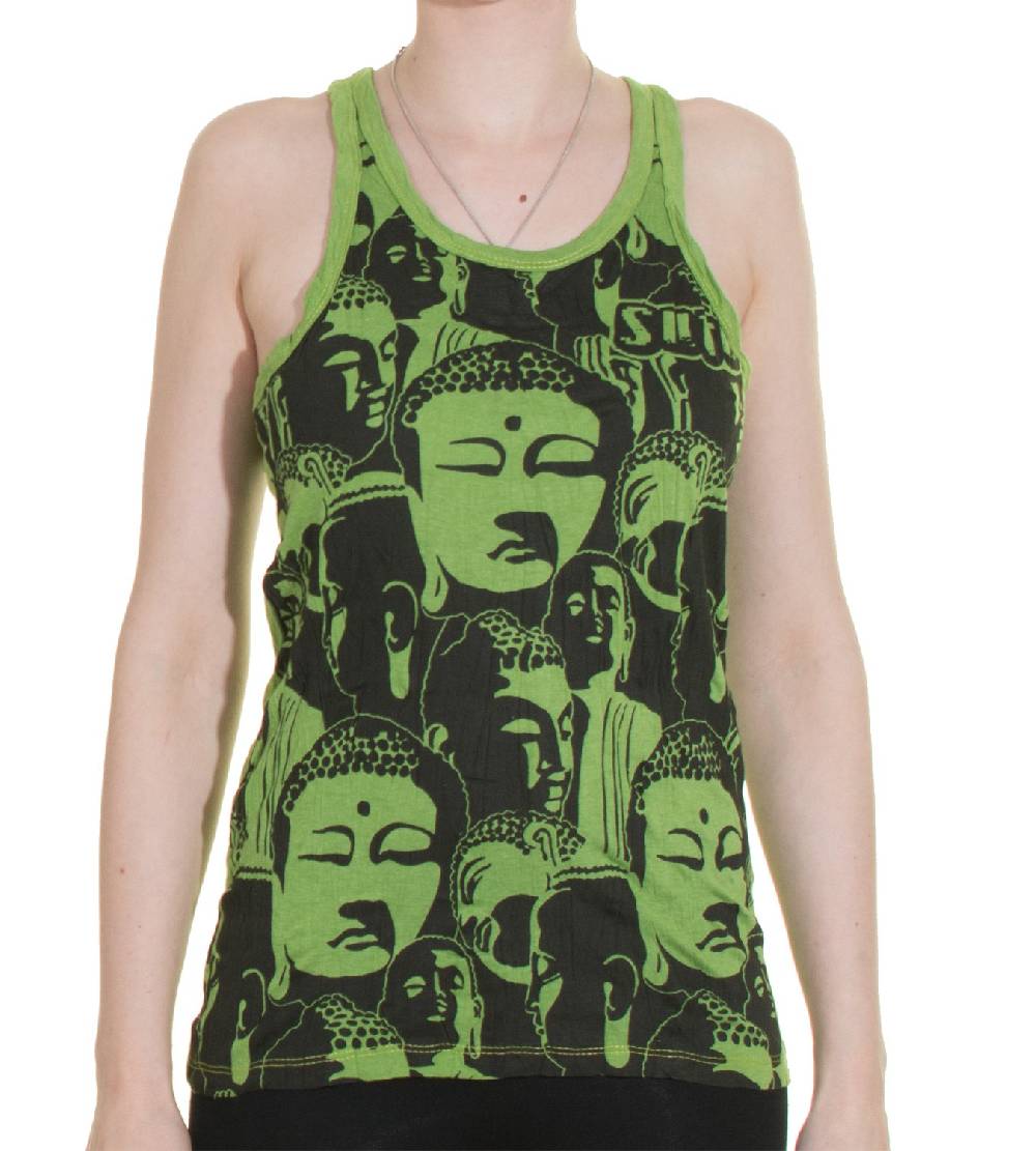 Kunst Und Magie 70er Retro Top Sure Buddha Köpfe Psy Goa T-Shirt in knalligen Farben Riesige Ersparnisse