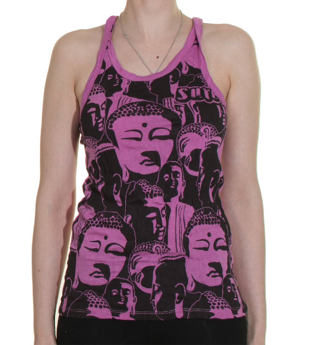 Kunst Und Magie 70er Retro Top Sure Buddha Köpfe Psy Goa T-Shirt in knalligen Farben Riesige Ersparnisse