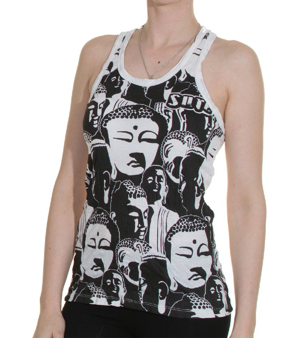 Kunst Und Magie 70er Retro Top Sure Buddha Köpfe Psy Goa T-Shirt in knalligen Farben Riesige Ersparnisse