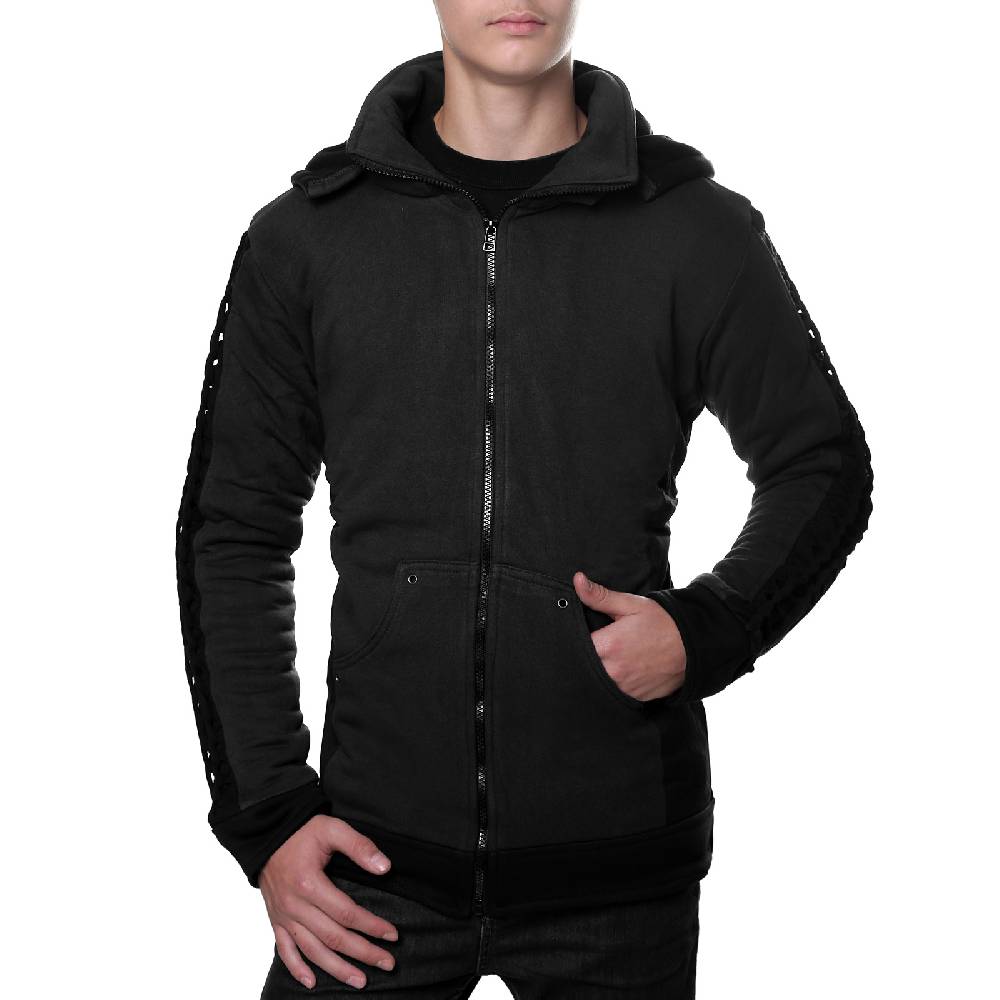 Kunst Und Magie Kunst und Magie Herren Goajacke aus Baumwolle mit Fleecefutter, Kapuze und Schnürungen Medieval Rabatte dieses Monats
