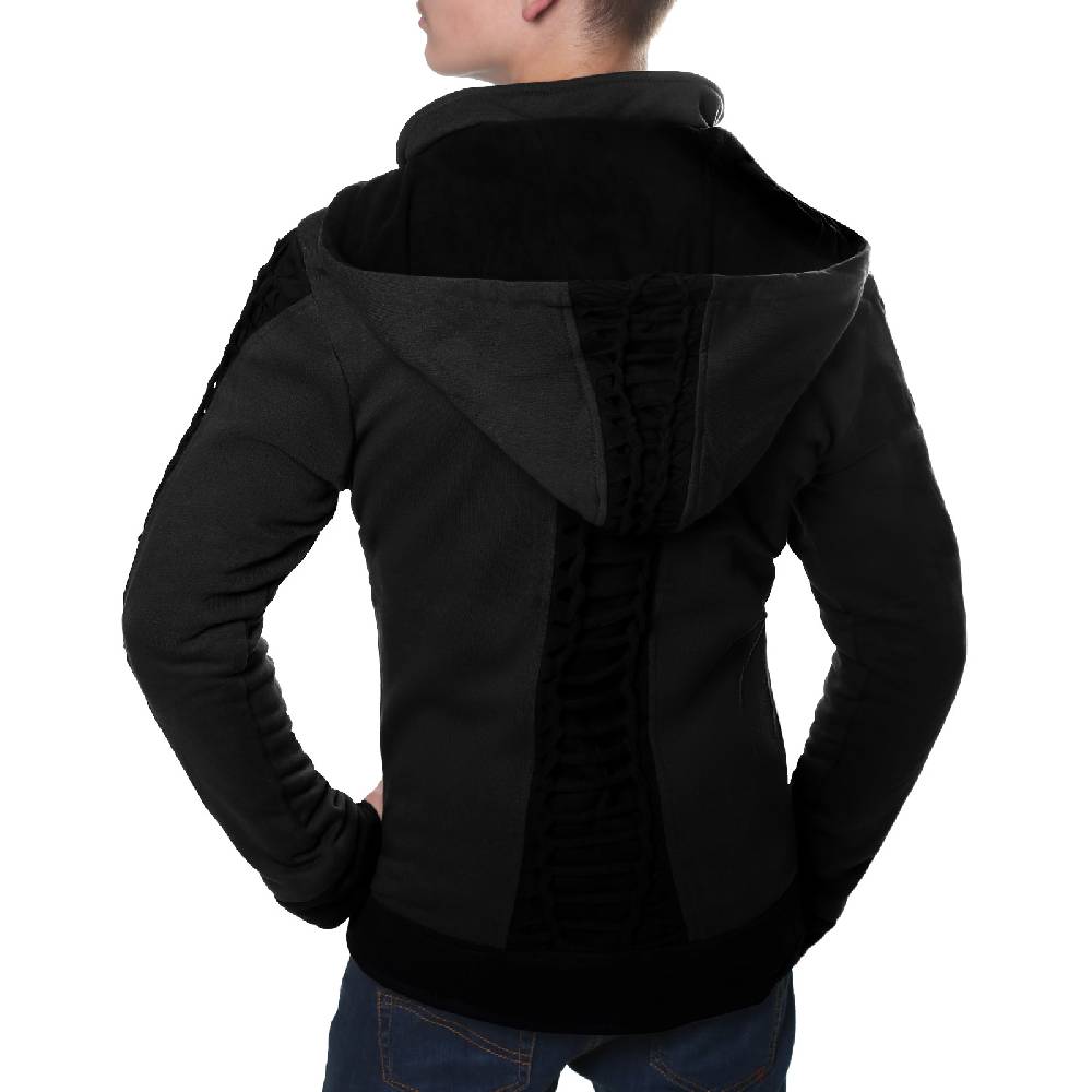 Kunst Und Magie Kunst und Magie Herren Goajacke aus Baumwolle mit Fleecefutter, Kapuze und Schnürungen Medieval Rabatte dieses Monats