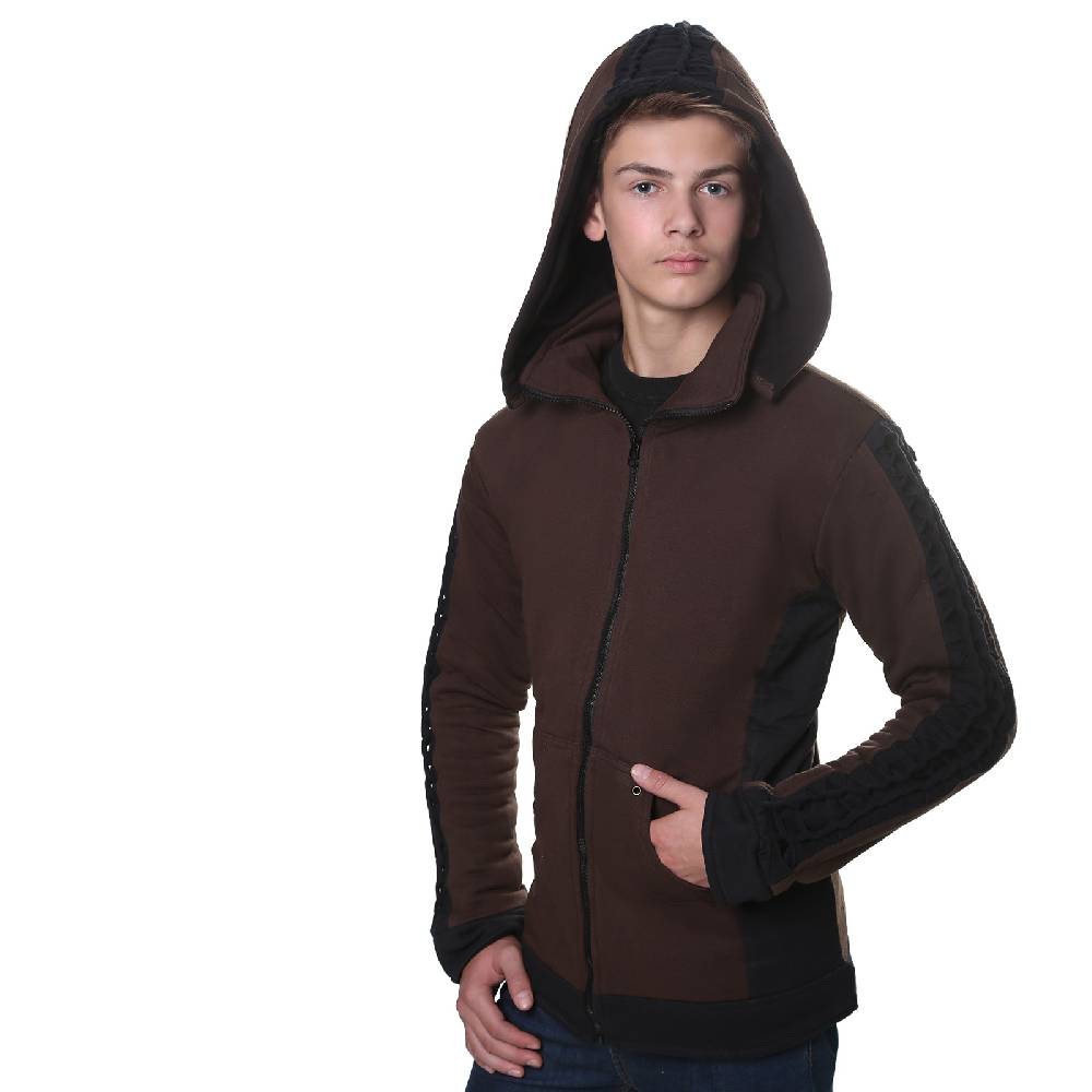 Kunst Und Magie Kunst und Magie Herren Goajacke aus Baumwolle mit Fleecefutter, Kapuze und Schnürungen Medieval Rabatte dieses Monats