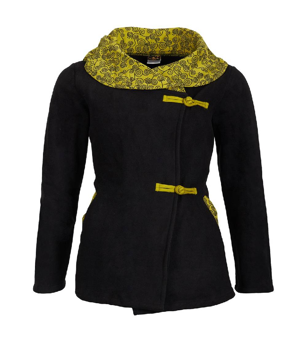 Kunst Und Magie Fleecejacke mit farbigem Kragen Goa Psy Hippie - Boho Damen Jacke Outlet