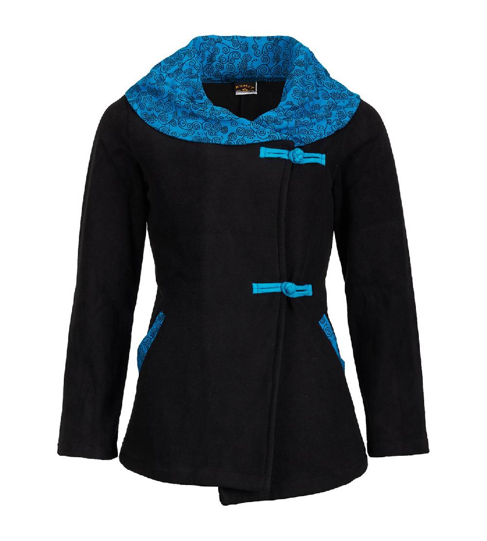 Kunst Und Magie Fleecejacke mit farbigem Kragen Goa Psy Hippie - Boho Damen Jacke Outlet
