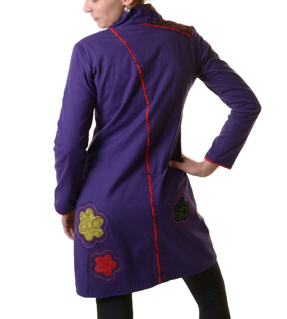 Kunst Und Magie Bohojacke Damenjacke Goa Psy Hippie mit bunter Blumenstickerei Verkauf
