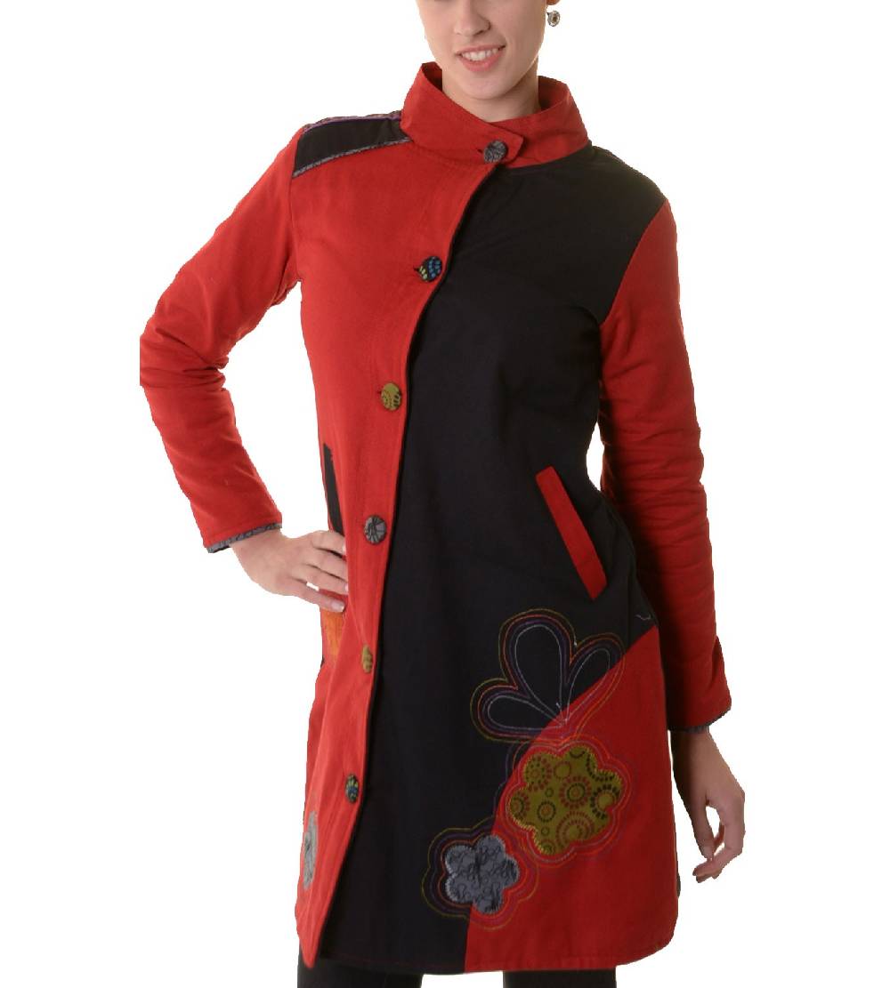 Kunst Und Magie Bohojacke Damenjacke Goa Psy Hippie mit bunter Blumenstickerei Verkauf
