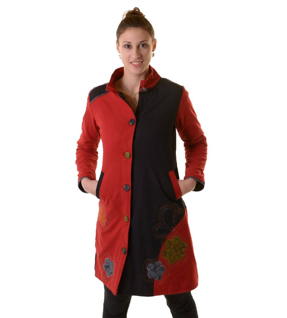 Kunst Und Magie Bohojacke Damenjacke Goa Psy Hippie mit bunter Blumenstickerei Verkauf