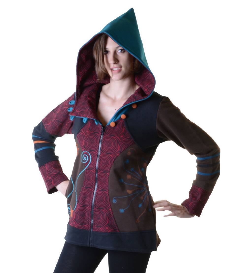 Kunst Und Magie Sweatjacke mit Zipfelkapuze Goa Elfe Psy Hippie Fraggle Hotsell