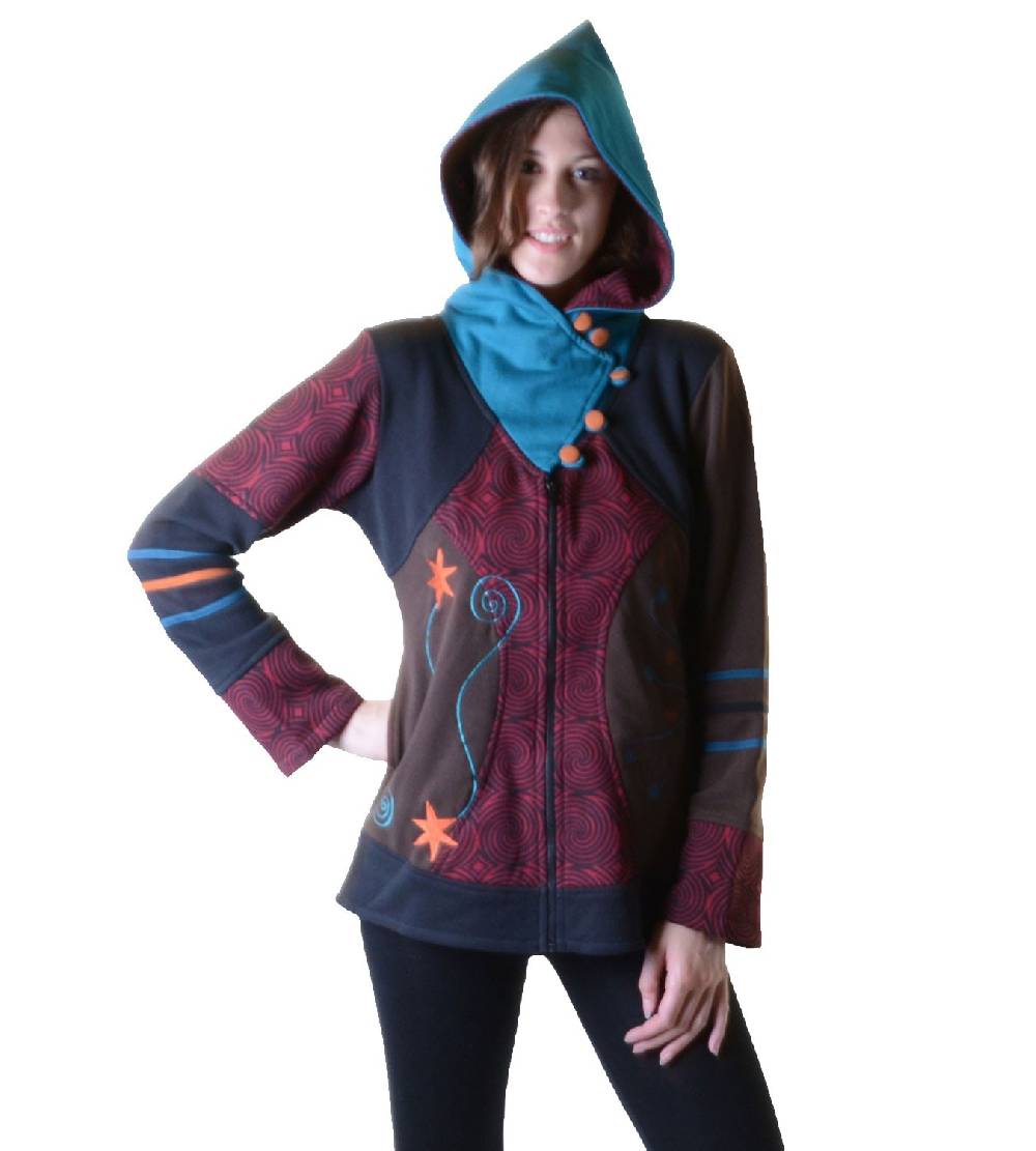 Kunst Und Magie Sweatjacke mit Zipfelkapuze Goa Elfe Psy Hippie Fraggle Hotsell