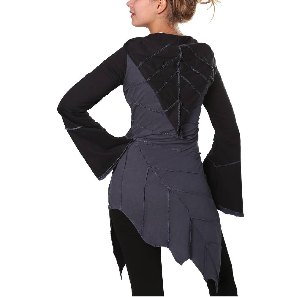 Kunst Und Magie Kunst und Magie Zipfeliges Kleid in Blattform mit Zipfelkapuze Fairy Goa Pixie Schlussverkauf