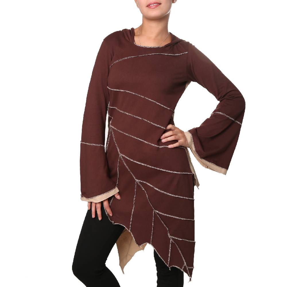 Kunst Und Magie Kunst und Magie Zipfeliges Kleid in Blattform mit Zipfelkapuze Fairy Goa Pixie Schlussverkauf