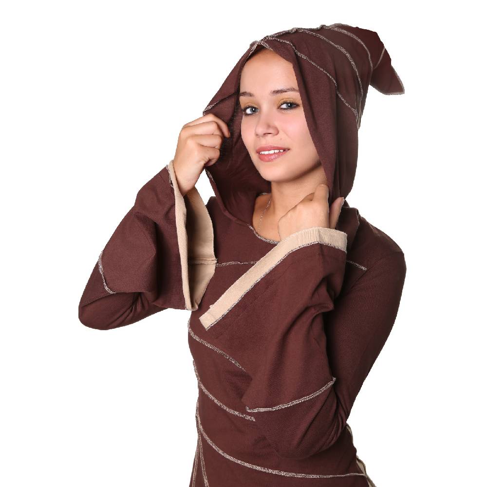 Kunst Und Magie Kunst und Magie Zipfeliges Kleid in Blattform mit Zipfelkapuze Fairy Goa Pixie Schlussverkauf