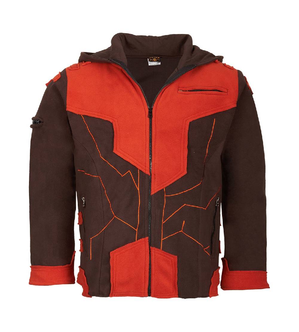 Kunst Und Magie Kunst und Magie Herren Goajacke Fleece Fleecejacke mit Futuristischen Patches Günstiger Verkauf