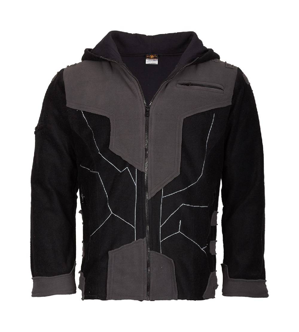 Kunst Und Magie Kunst und Magie Herren Goajacke Fleece Fleecejacke mit Futuristischen Patches Günstiger Verkauf