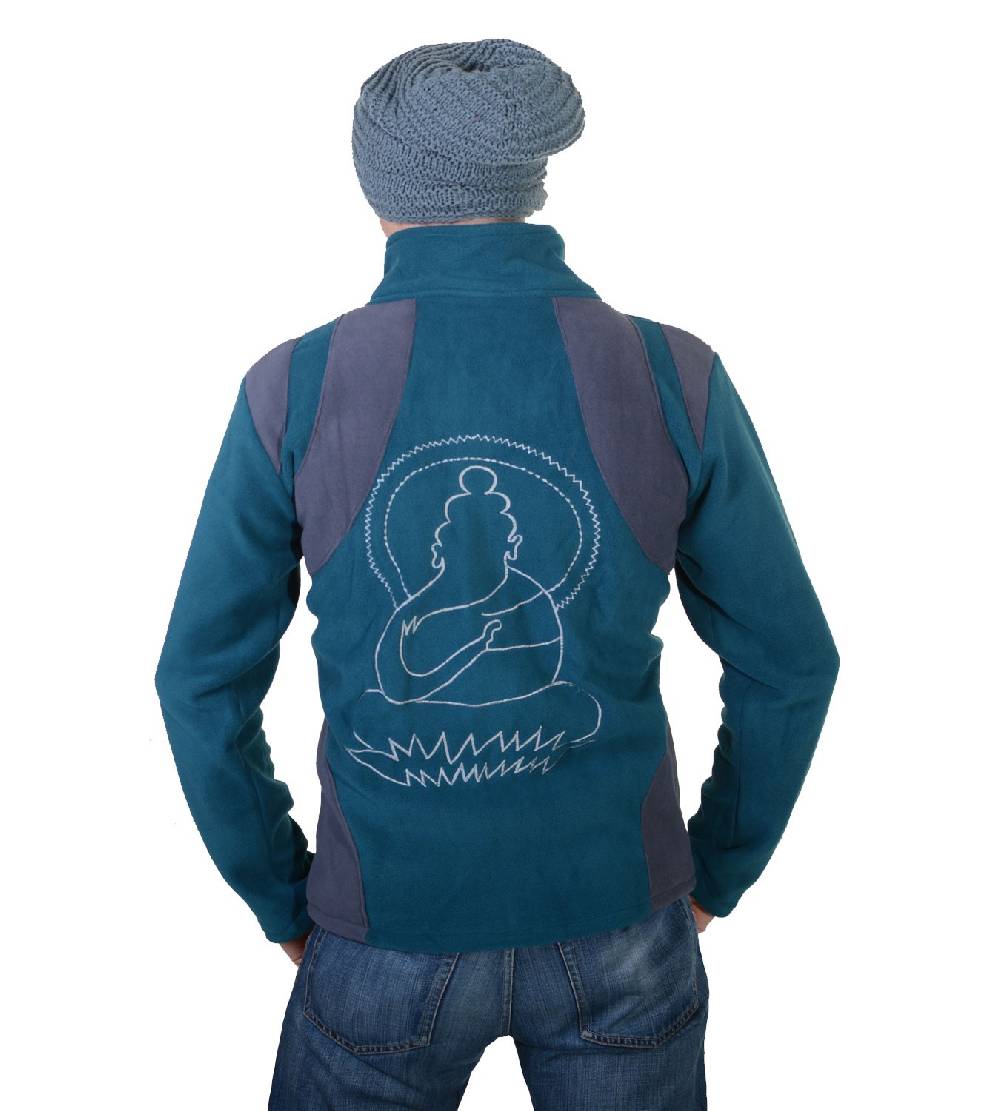 Kunst Und Magie Goa Herren Fleecejacke "Buddha" mit Aufwendiger Rückenstickerei Goa Psy Hippie Meist gekauft
