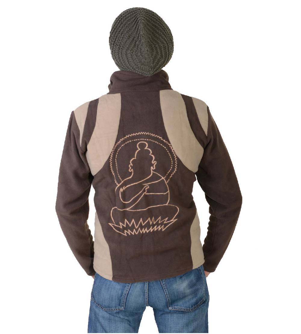 Kunst Und Magie Goa Herren Fleecejacke "Buddha" mit Aufwendiger Rückenstickerei Goa Psy Hippie Meist gekauft