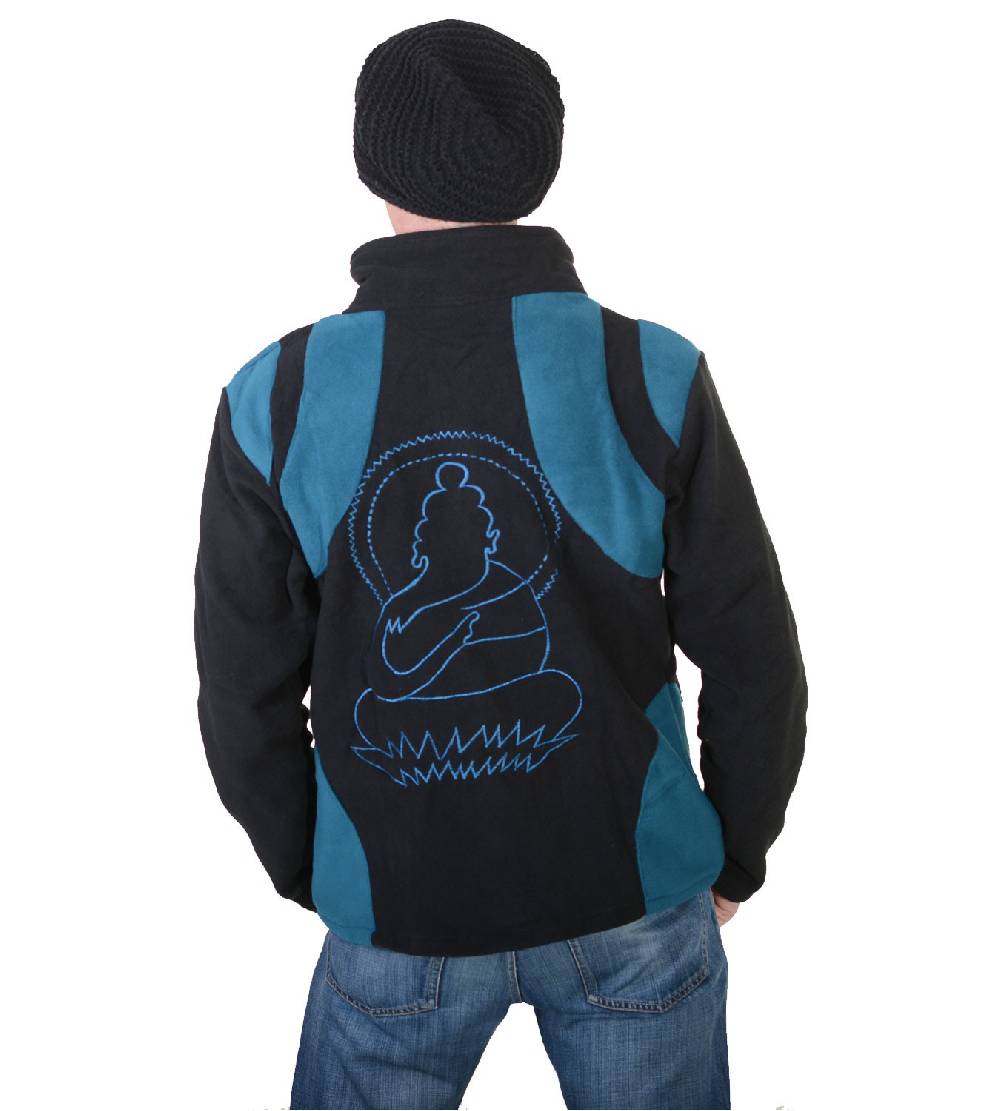 Kunst Und Magie Goa Herren Fleecejacke "Buddha" mit Aufwendiger Rückenstickerei Goa Psy Hippie Meist gekauft