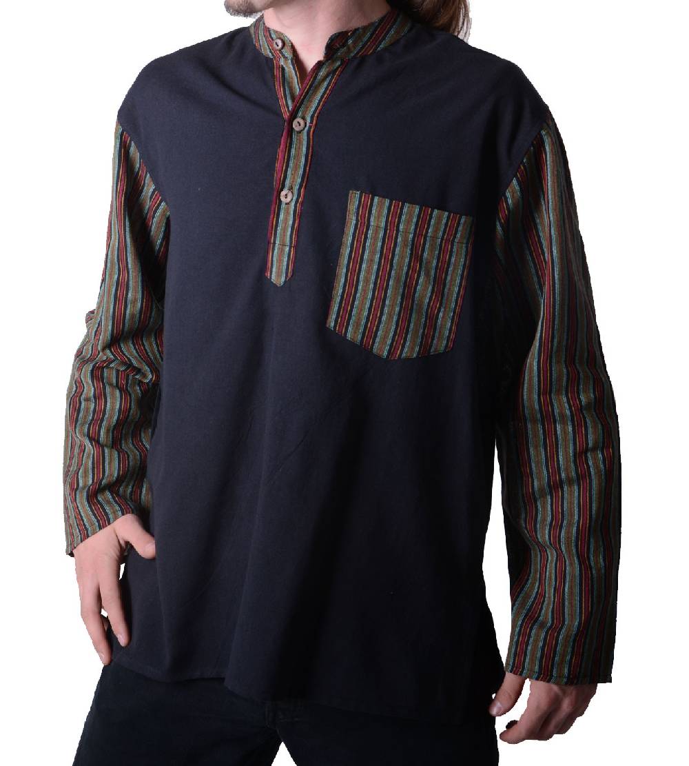 Kunst Und Magie Baumwoll Herrenhemd Kurtha Baja Nepal - Fischerhemd Überzieher Cyber Monday