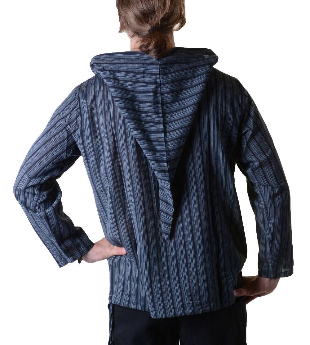 Kunst Und Magie Gestreiftes Fischerhemd Kurtha Überzieher Hemd Poncho Mittelalter mit Zipfelkapuze Vatertagsangebot