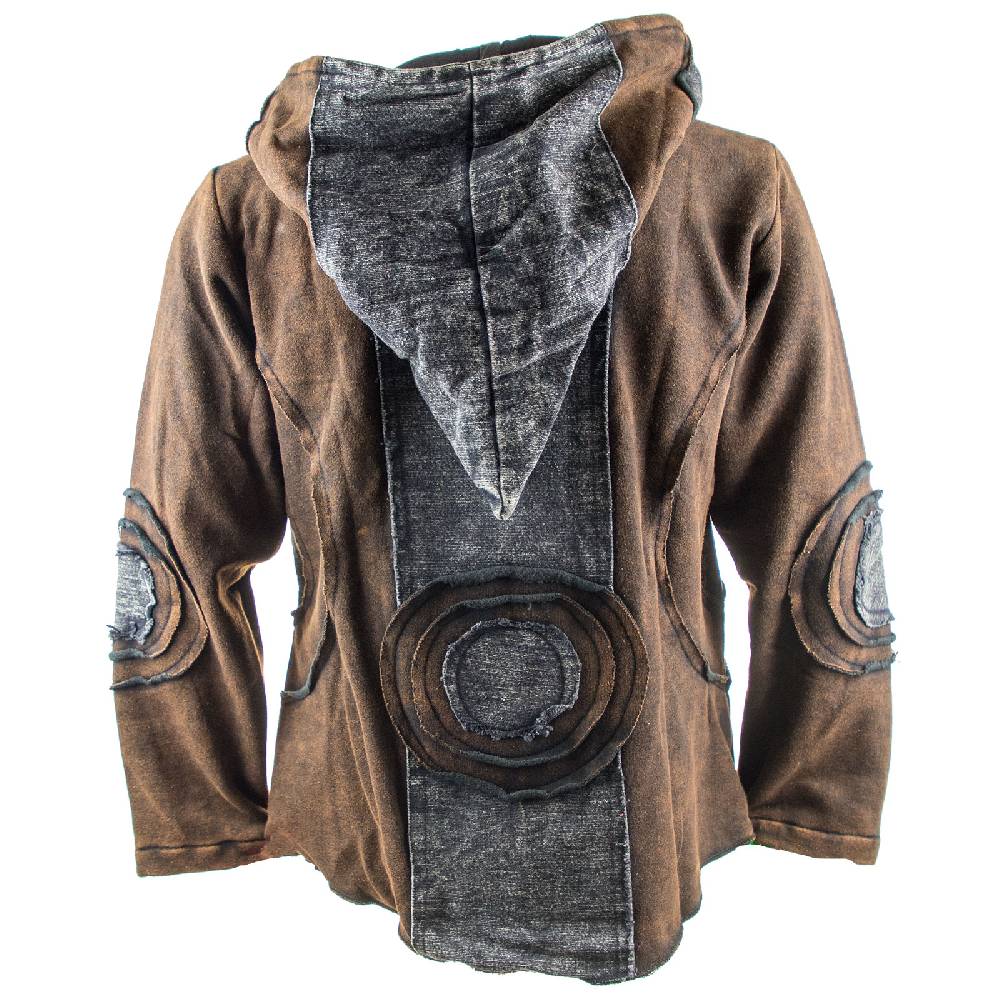 Kunst Und Magie Kunst und Magie Herren Goajacke Stonewashesd aus Baumwolle mit Zipfelkapuze Jubiläumsangebot
