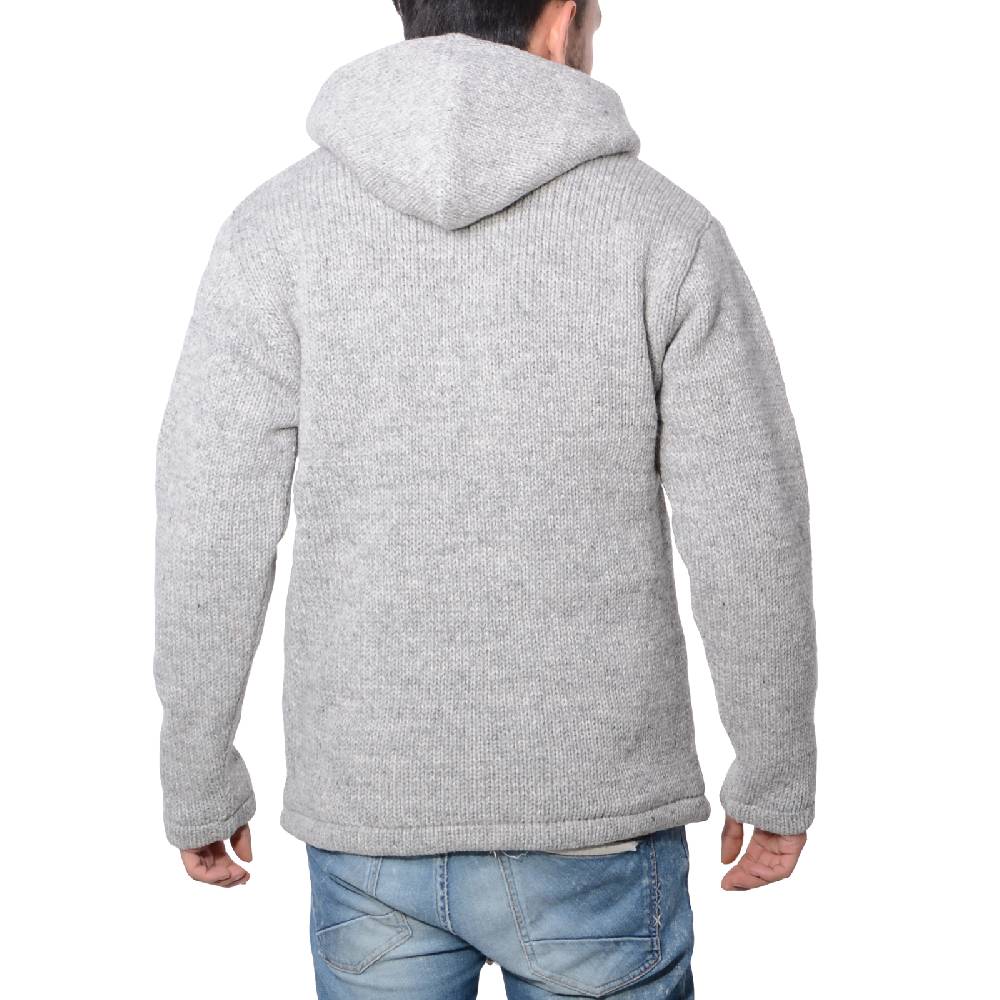 Kunst Und Magie Herren Strickjacke Wolle Jacke mit warmen Fleecefutter Kapuze Schafs Schurwolle Heißer Verkauf
