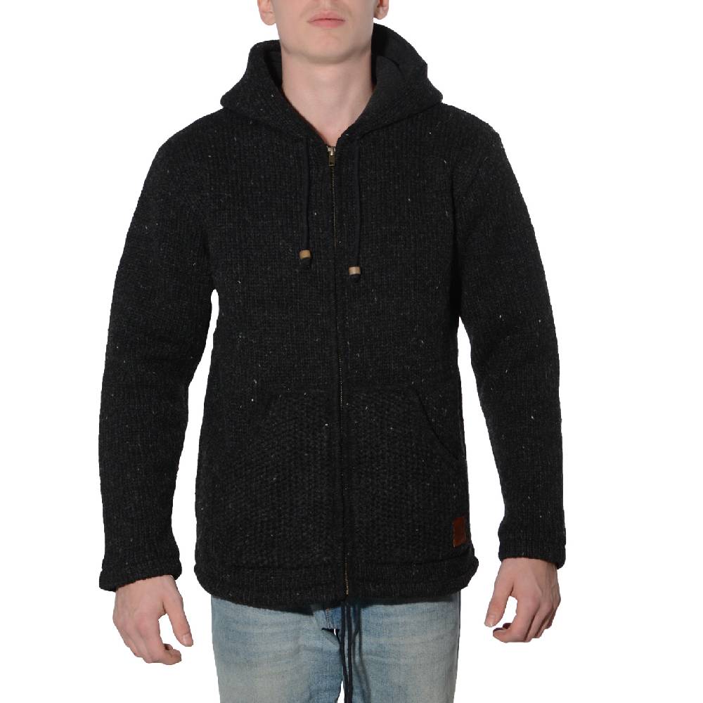 Kunst Und Magie Herren Strickjacke Wolle Jacke mit warmen Fleecefutter Kapuze Schafs Schurwolle Heißer Verkauf