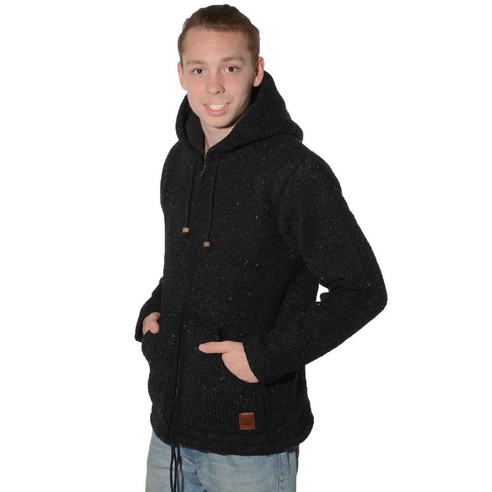 Kunst Und Magie Herren Strickjacke Wolle Jacke mit warmen Fleecefutter Kapuze Schafs Schurwolle Heißer Verkauf