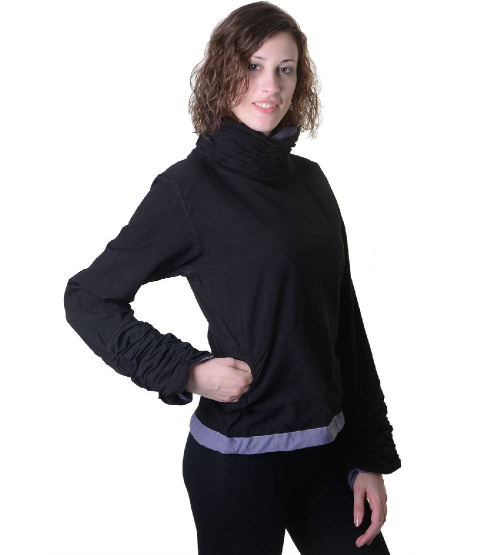 Kunst Und Magie Damen Pullover aus Baumwolle im Rollkragen Rüschen-Look - Hippie Oberteil Tägliche Deals