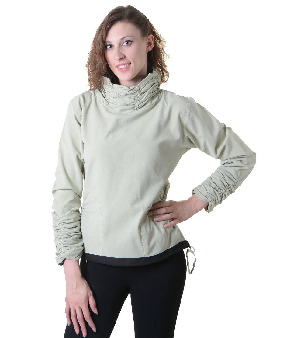 Kunst Und Magie Damen Pullover aus Baumwolle im Rollkragen Rüschen-Look - Hippie Oberteil Tägliche Deals