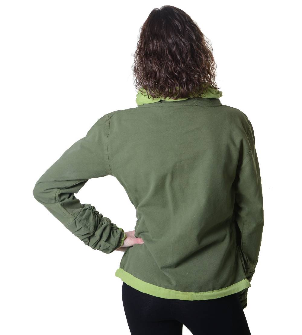 Kunst Und Magie Damen Sweatjacke aus Baumwolle im ausgefallenen Rüschen-Look mit Reißverschluss Riesige Ersparnisse
