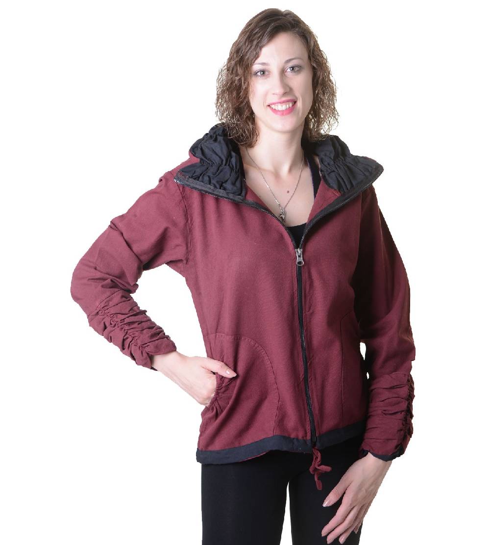 Kunst Und Magie Damen Sweatjacke aus Baumwolle im ausgefallenen Rüschen-Look mit Reißverschluss Riesige Ersparnisse