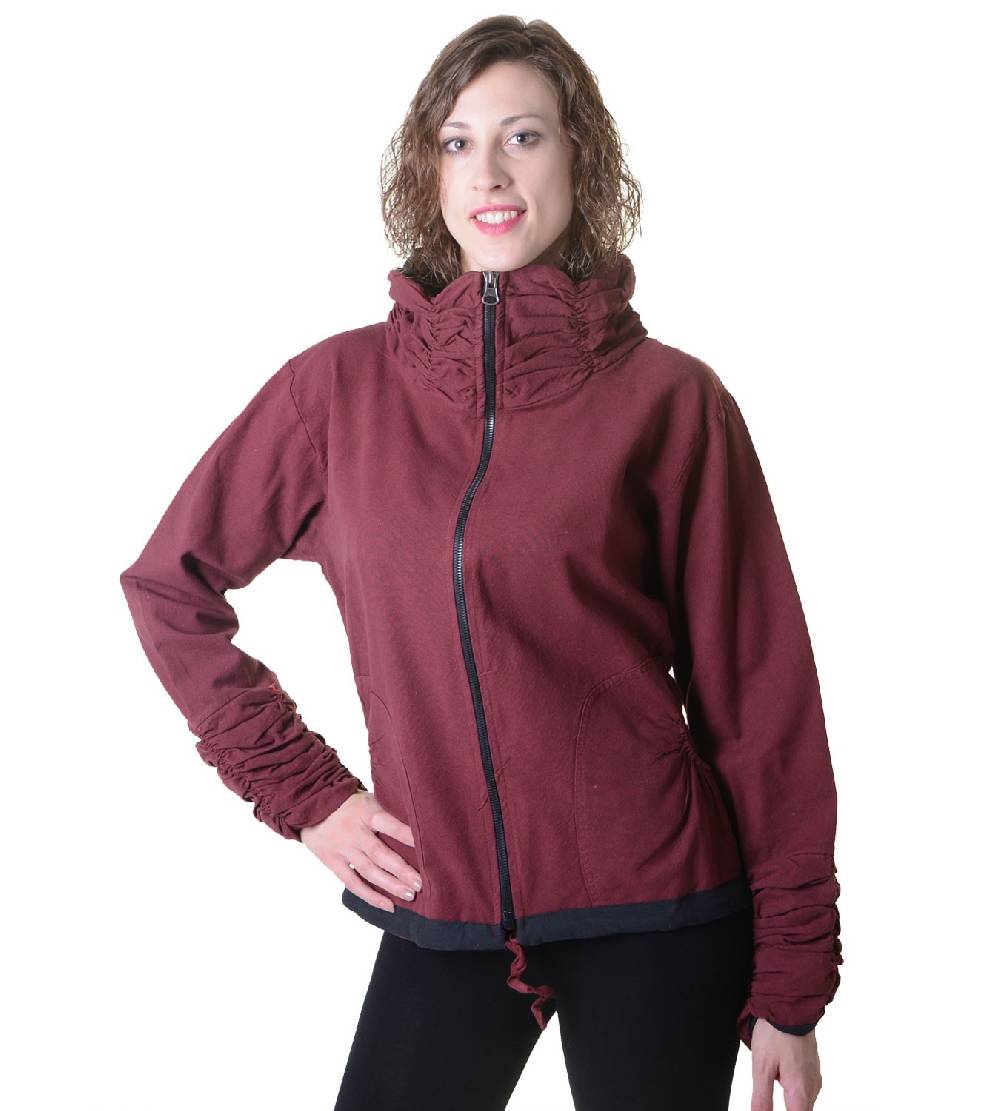 Kunst Und Magie Damen Sweatjacke aus Baumwolle im ausgefallenen Rüschen-Look mit Reißverschluss Riesige Ersparnisse