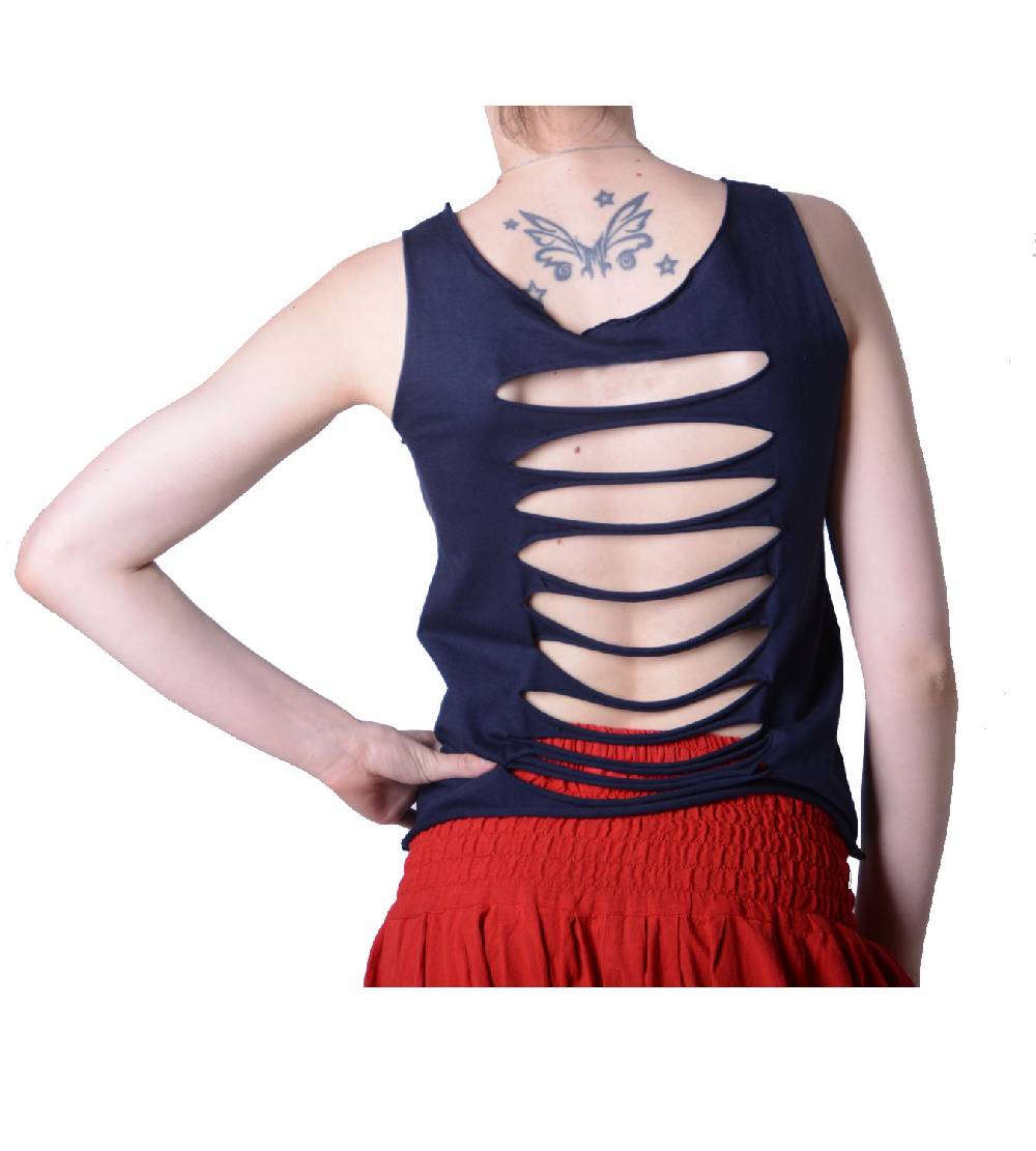 Kunst Und Magie Extravagantes, luftiges Girlie Tank-Top mit Eulenmotiv Sommer Hippie Goa Wochenangebot