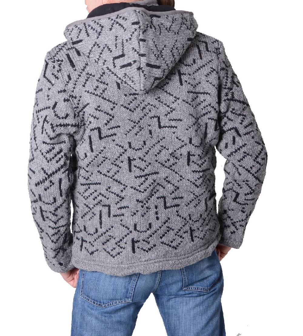 Kunst Und Magie Herren Strickjacke Wolljacke mit Fleecefutter und abnehmbarer Kapuze und Muster Letzter Tag